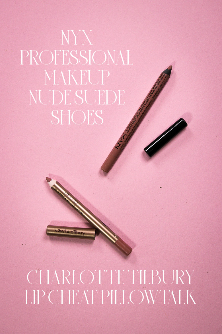 High End: CHARLOTTE TILBURY Pillow Talk Lip Cheat* Drogerie Alternative: NYX PROFESSIONAL MAKEUP Nude Suede Shoes Lip Liner*